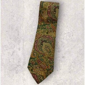 GIVENCHY Silk Tie ITALY Green Beige Paisley W:3.6" EUC